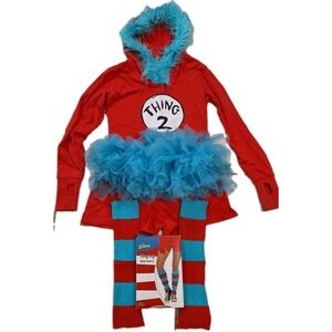 Dr. Seuss "Thing 2"‎ Hooded Romper Tutu Legwarmers Included. Size S/M 4 SPIRIT